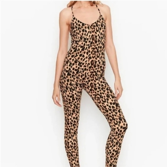 VICTORIA'S Secret Leopard Print Jump Suit Stretchy Small - Picture 2 of 7
